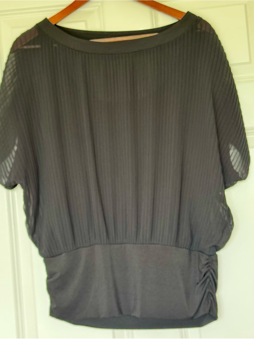 White House Black Market Black Pleated Blouse